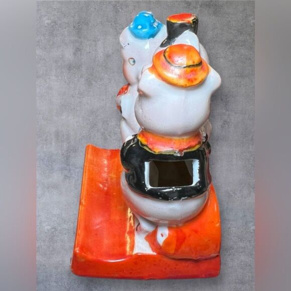 Vintage Gold Castle Japan Bisque Three Little Pigs Toothbrush Holder Figurine - Picture 3 of 6